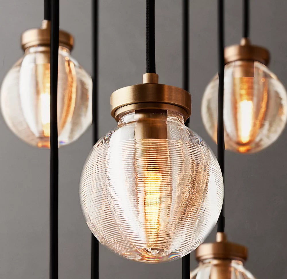 Crystal Pearl Cascade Round Chandelier