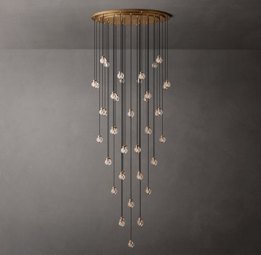 Crystal Pearl Cascade Round Chandelier