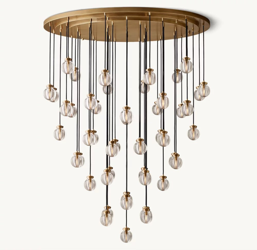 Crystal Pearl Cascade Round Chandelier