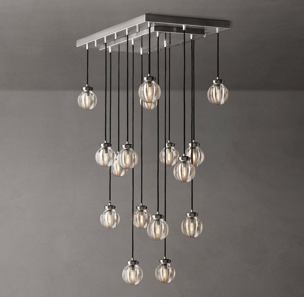 Crystal Pearl Linear Rectangular Chandelier