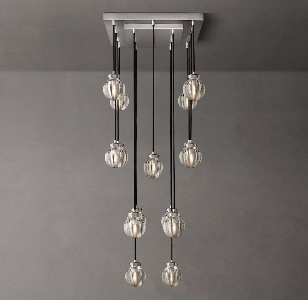 Crystal Pearl Linear Rectangular Chandelier