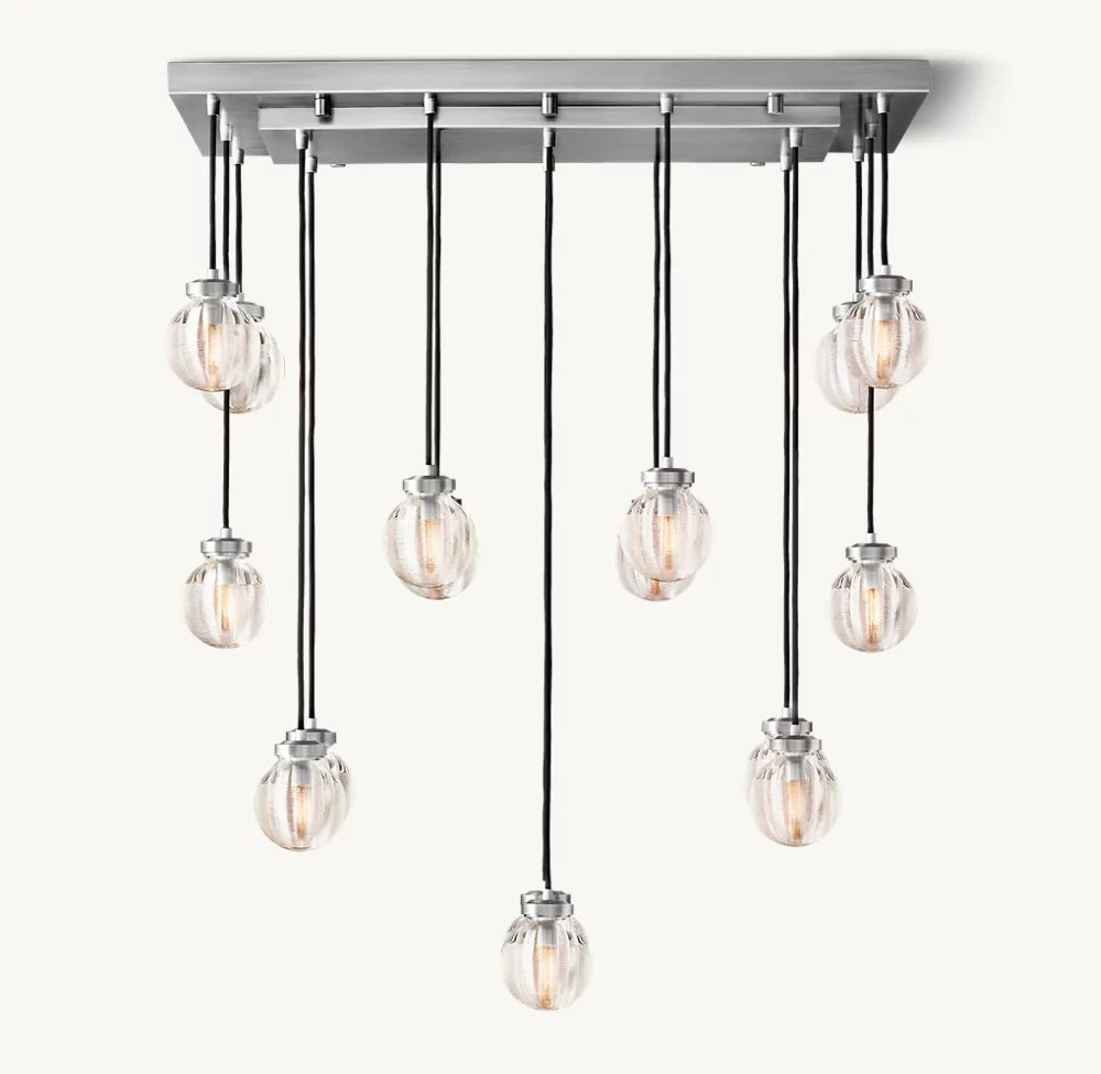 Crystal Pearl Linear Rectangular Chandelier