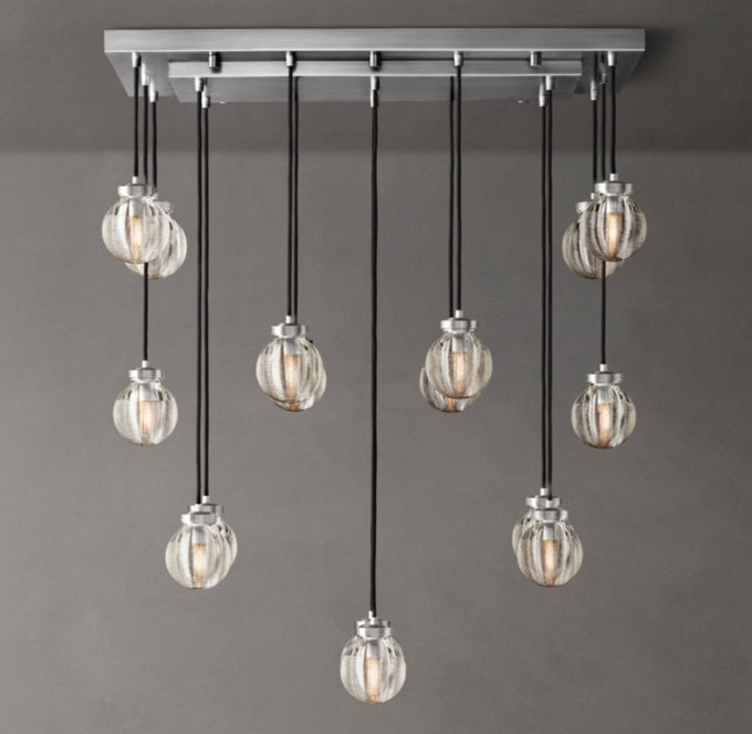 Crystal Pearl Linear Rectangular Chandelier