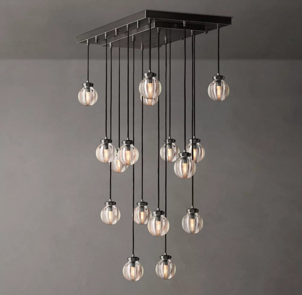 Crystal Pearl Linear Rectangular Chandelier