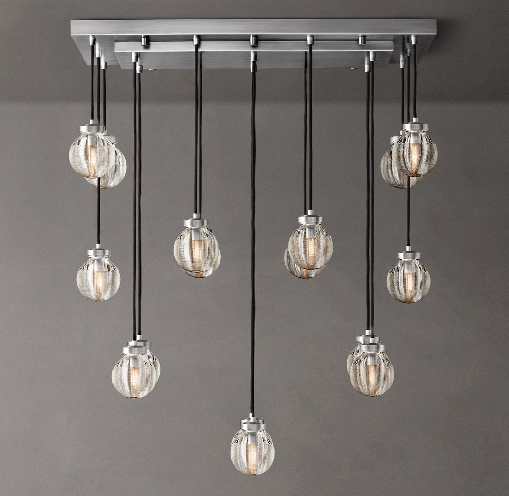 Crystal Pearl Linear Rectangular Chandelier