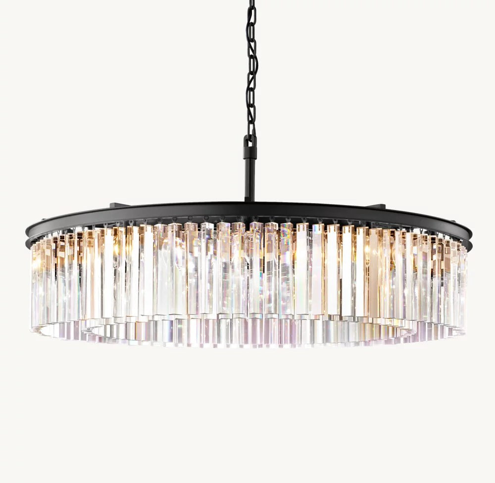 Crystal Prism Iron Ring Chandelier