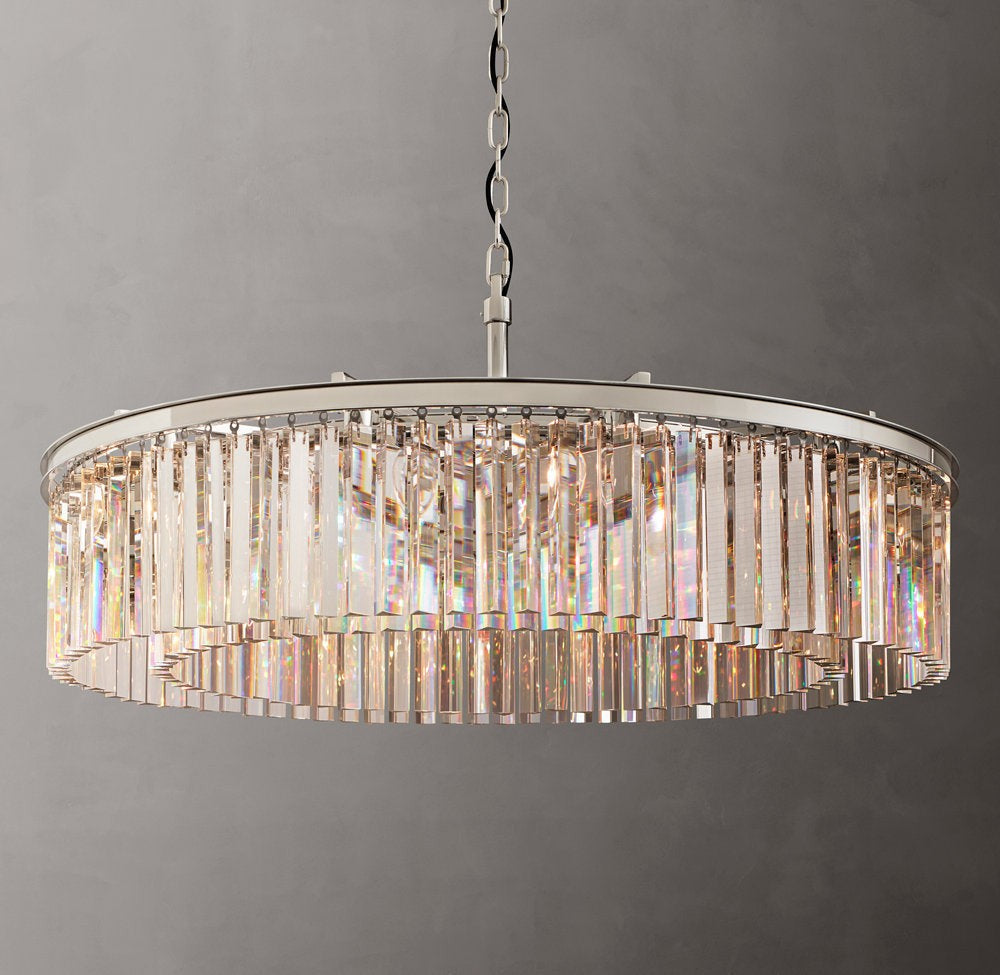 Crystal Prism Iron Ring Chandelier