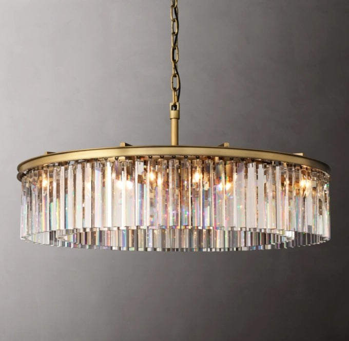 Crystal Prism Iron Ring Chandelier