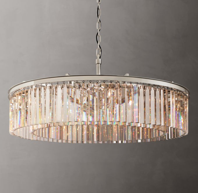 Crystal Prism Iron Ring Chandelier