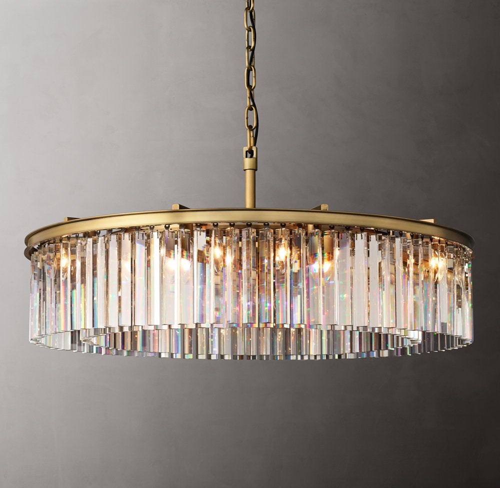 Crystal Prism Iron Ring Chandelier