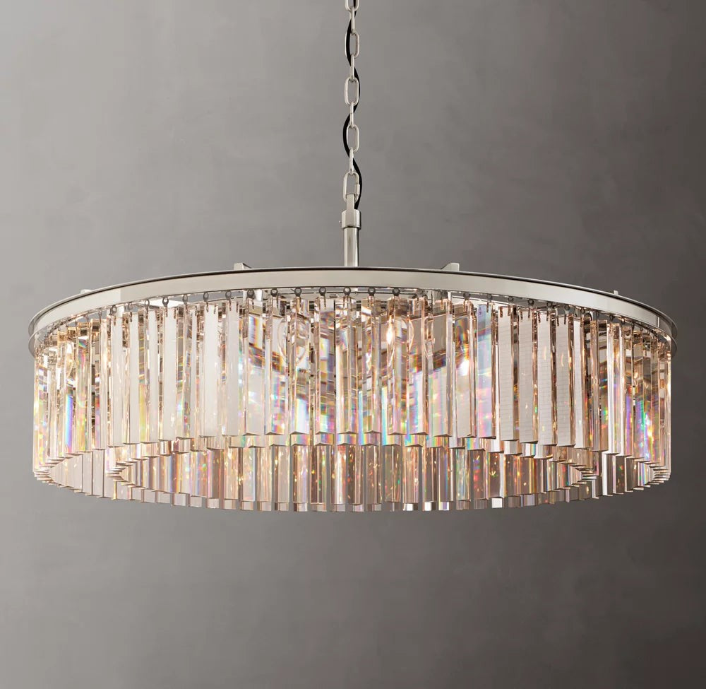 Crystal Prism Iron Ring Chandelier
