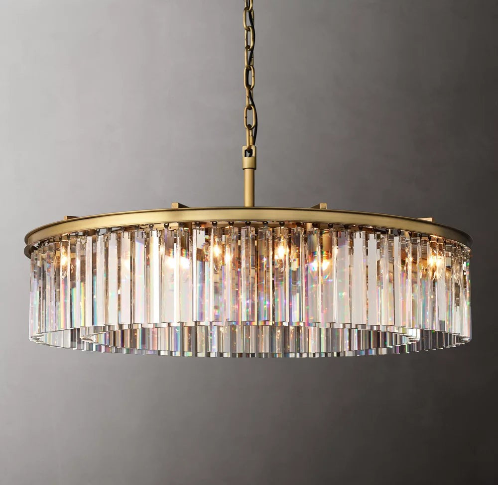 Crystal Prism Iron Ring Chandelier