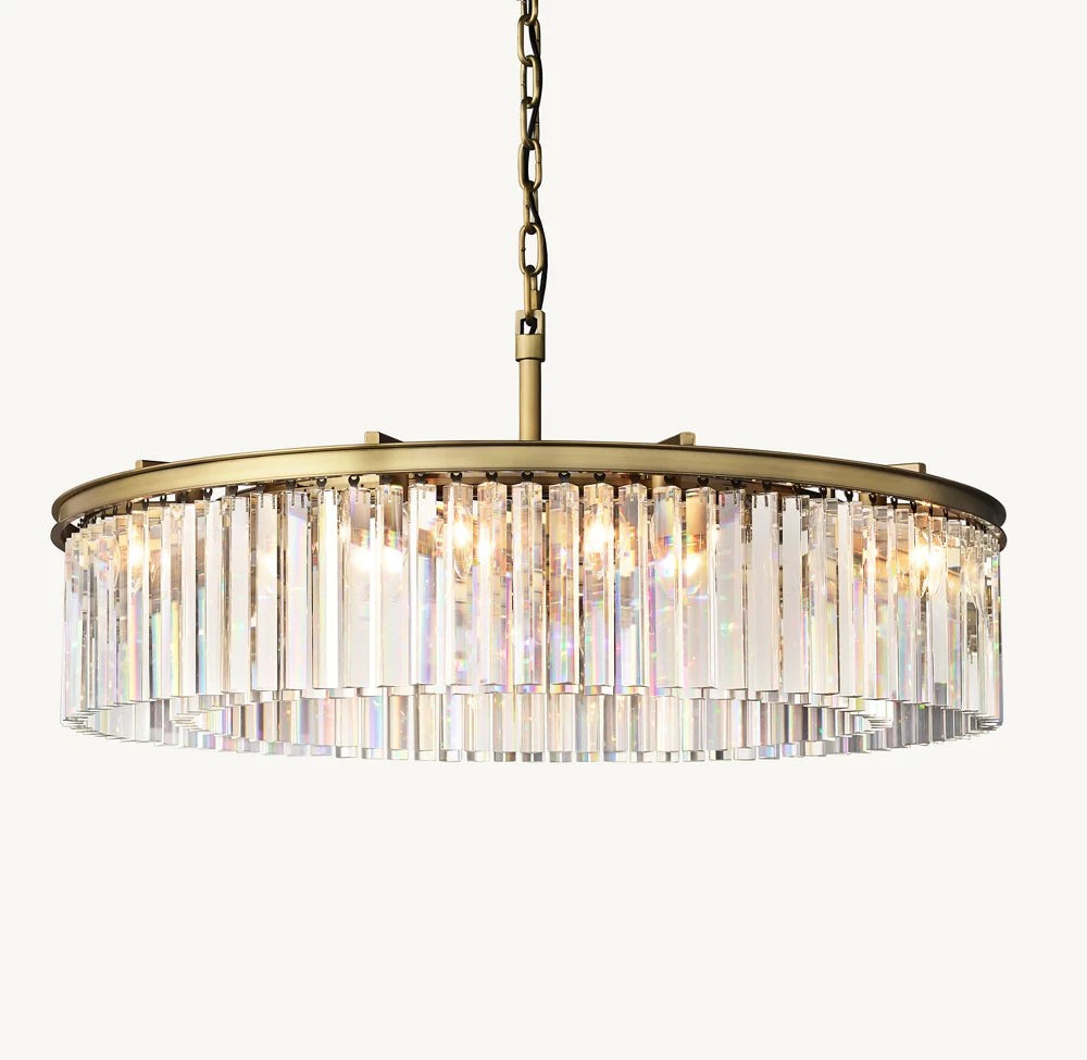 Crystal Prism Iron Ring Chandelier