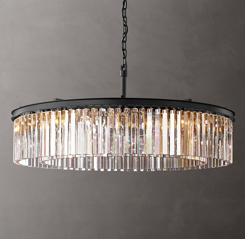 Crystal Prism Iron Ring Chandelier