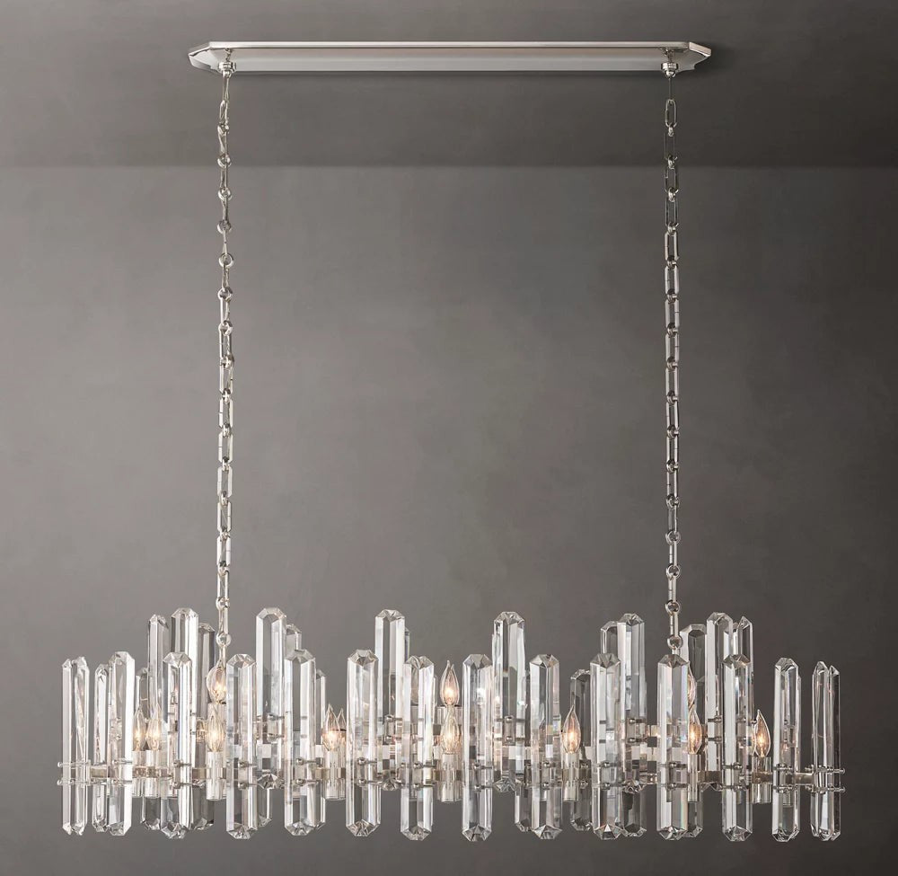 Crystal Prism Linear Brass Chandelier