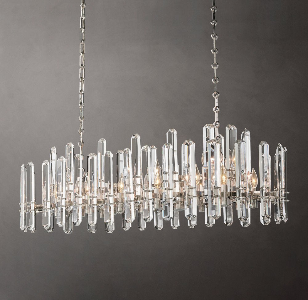 Crystal Prism Linear Brass Chandelier