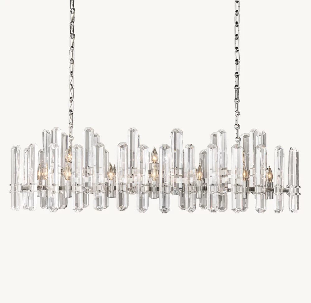 Crystal Prism Linear Brass Chandelier