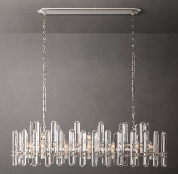 Crystal Prism Linear Brass Chandelier