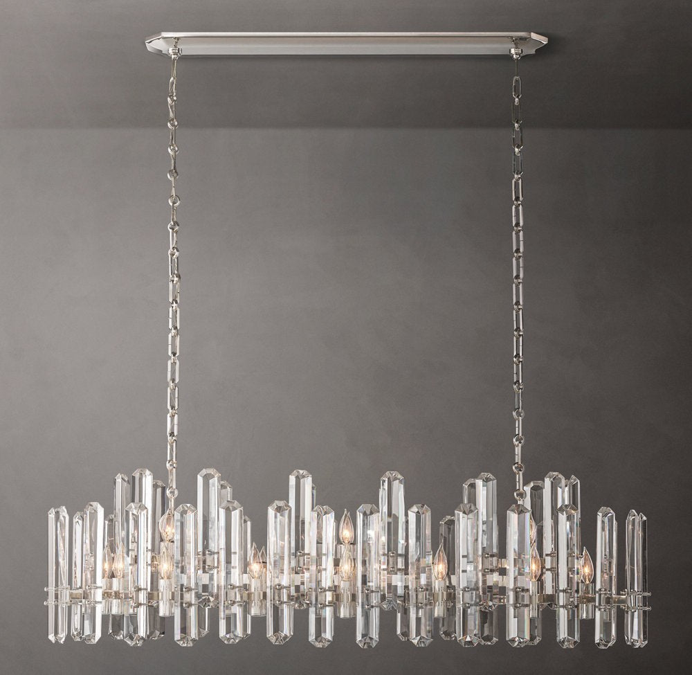 Crystal Prism Linear Brass Chandelier