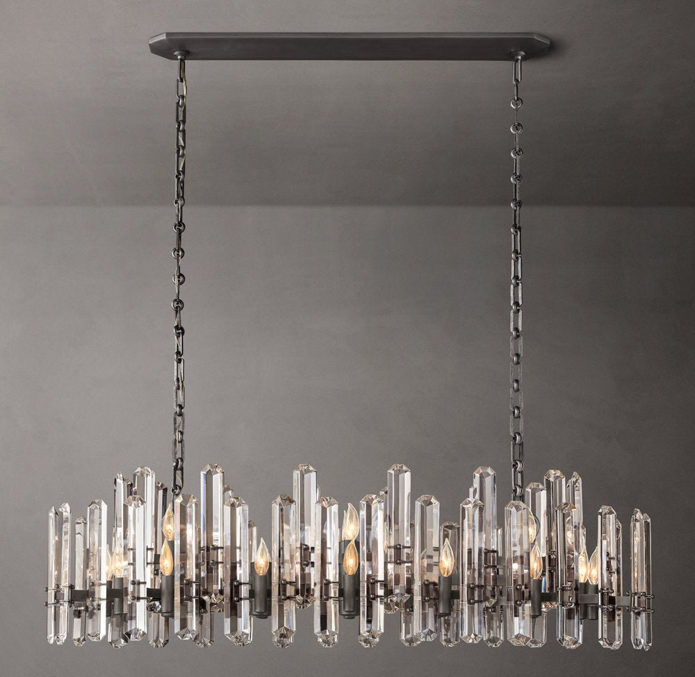 Crystal Prism Linear Brass Chandelier