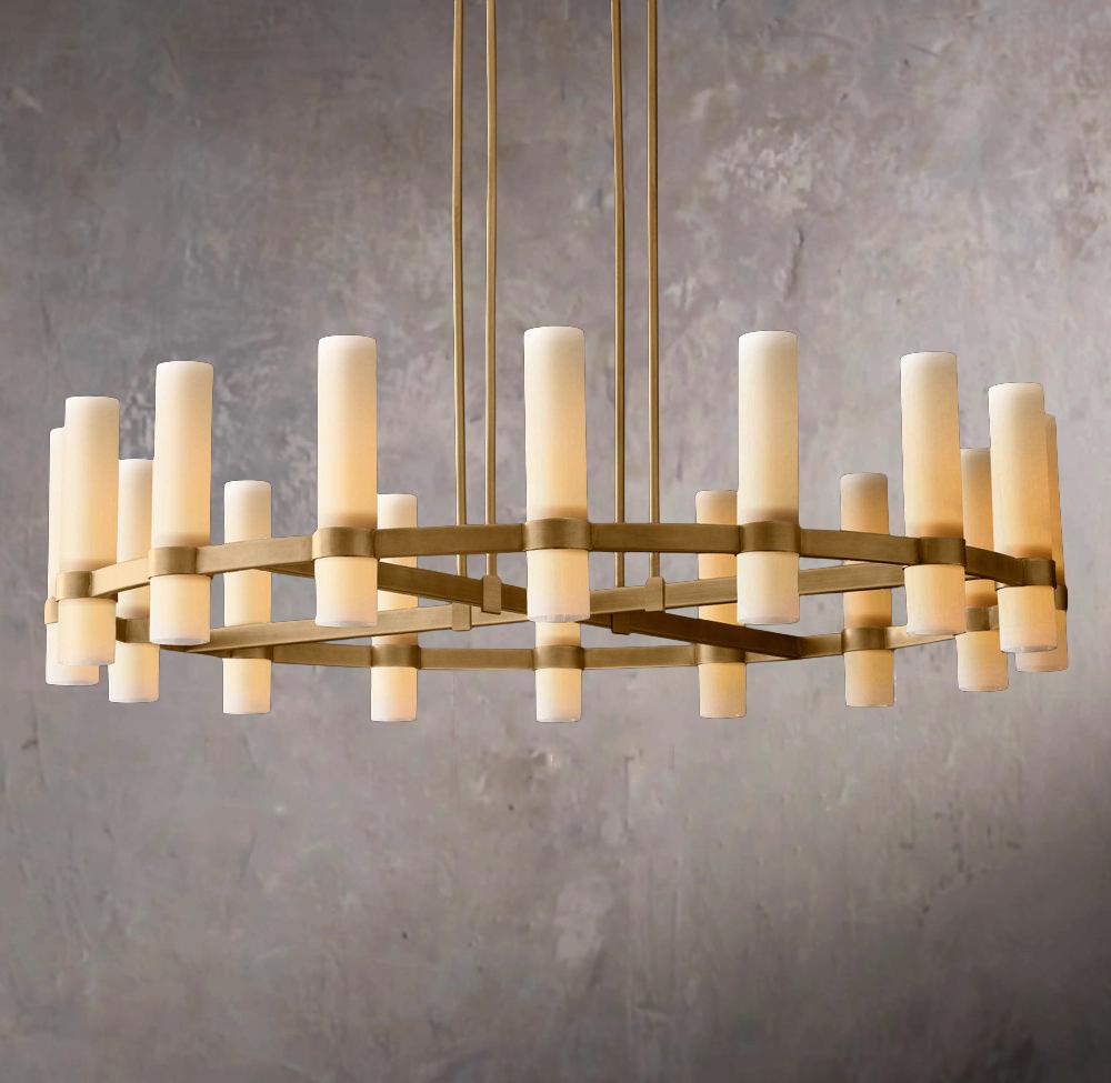 Ravelle Circular Opal Glass Suspended Pendant Light 48"