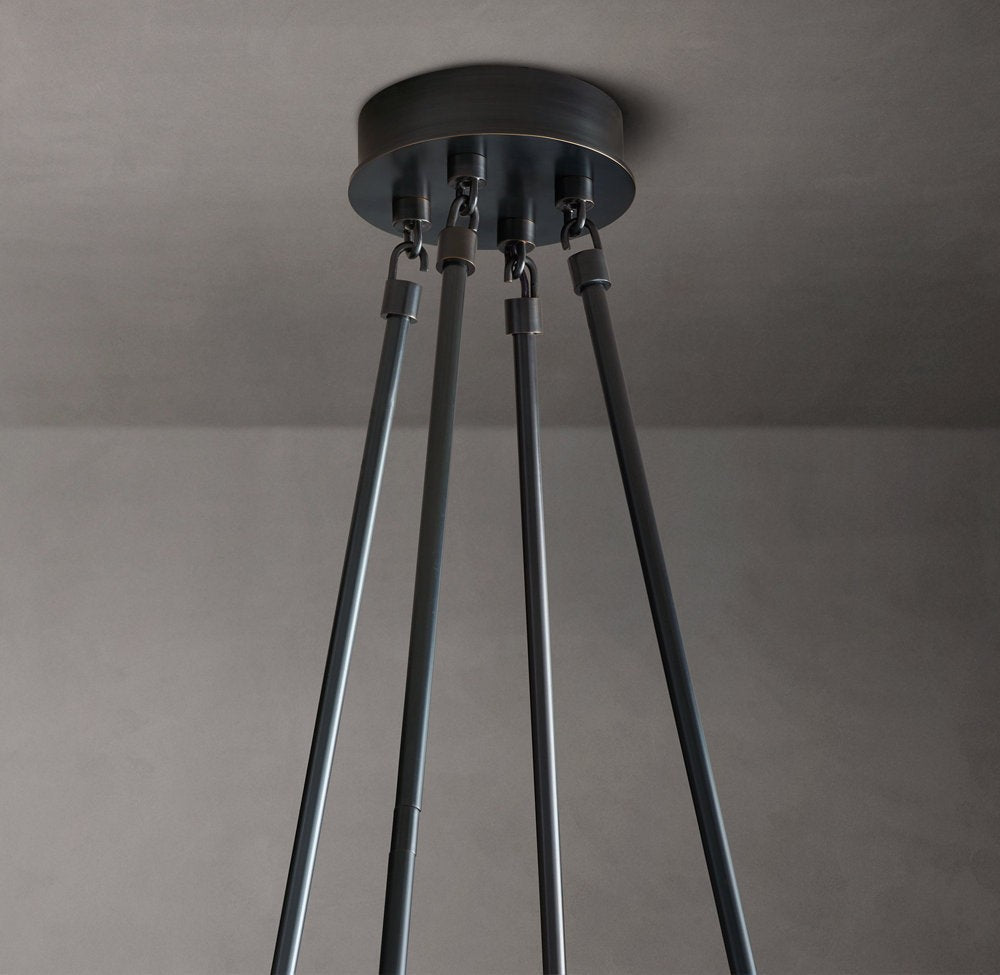 Double Ring Brass Chandelier with Glass Diffusers