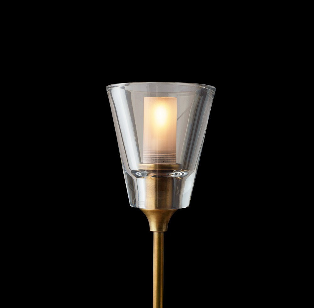 Double Ring Brass Chandelier with Glass Diffusers