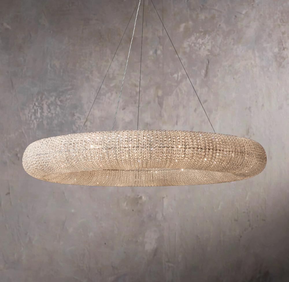 Crystal Halo Transparent Circular LED Pendant Light 59"