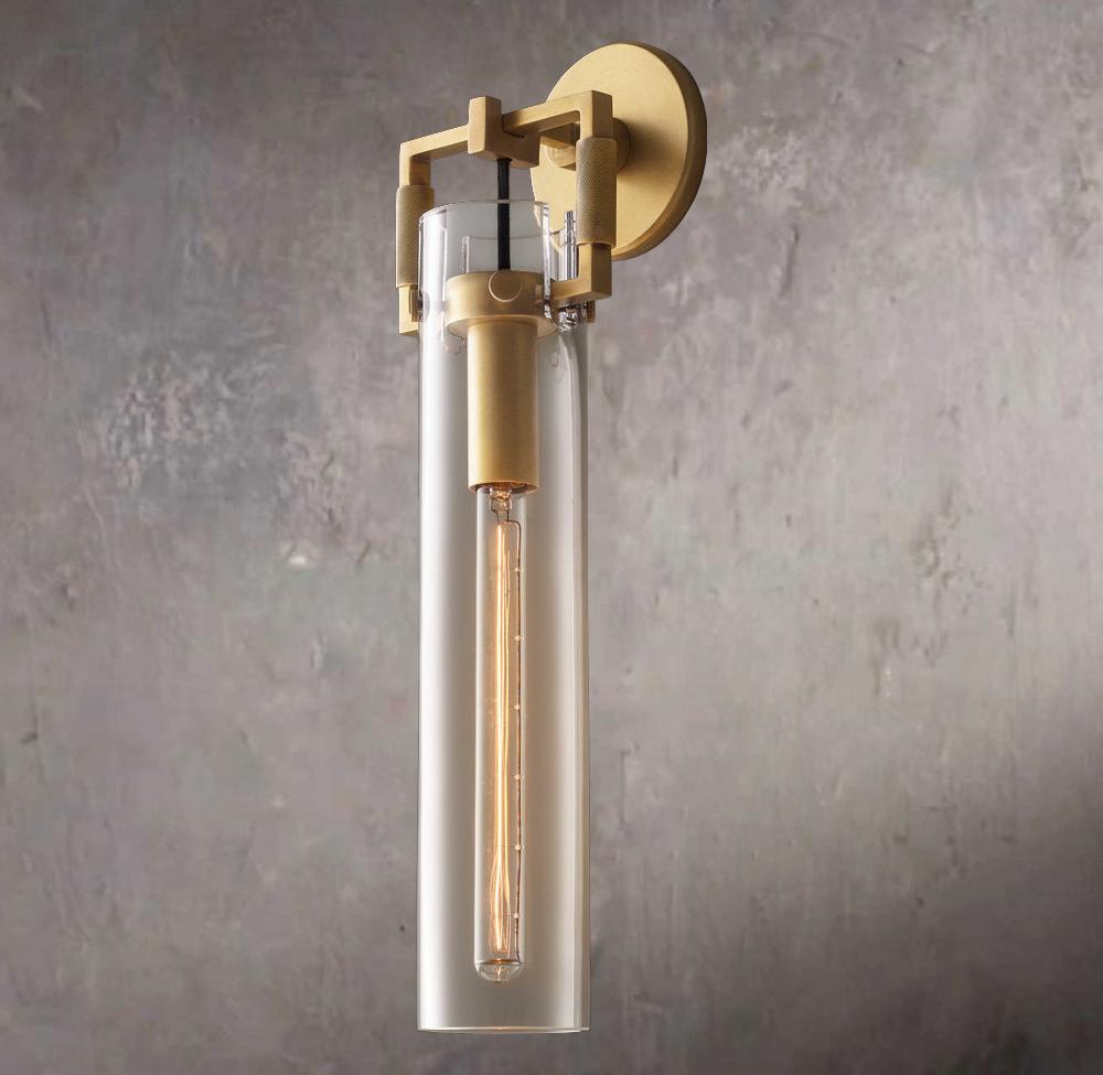 Industrial Glass Cylinder Wall Sconce 16"