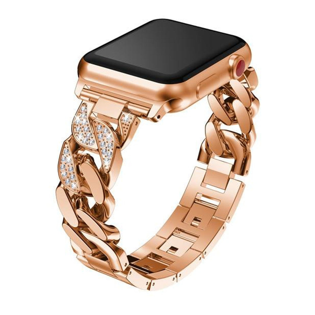 Elarisse Lux Diamond Chain Link Apple Watch Strap – Zirconia-Enhanced Design