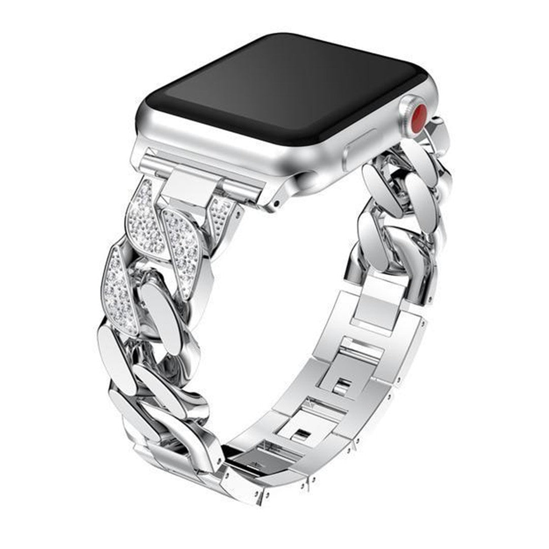 Elarisse Lux Diamond Chain Link Apple Watch Strap – Zirconia-Enhanced Design