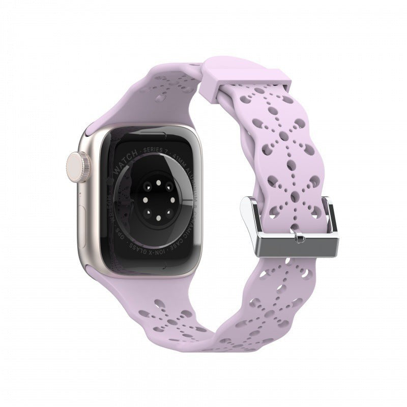 Elyssan Silicone Lace Apple Watch Band – Elegant Waterproof Design