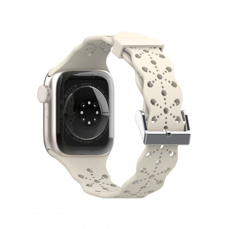 Elyssan Silicone Lace Apple Watch Band – Elegant Waterproof Design