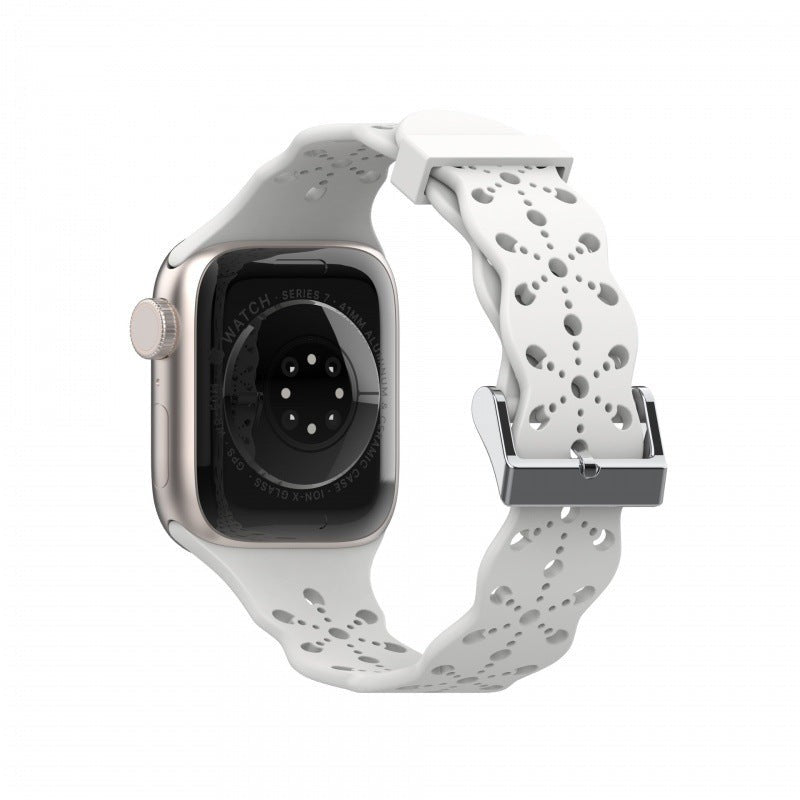 Elyssan Silicone Lace Apple Watch Band – Elegant Waterproof Design