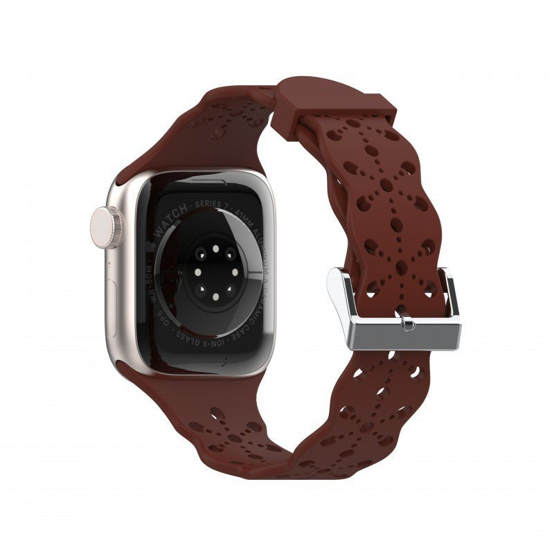 Elyssan Silicone Lace Apple Watch Band – Elegant Waterproof Design