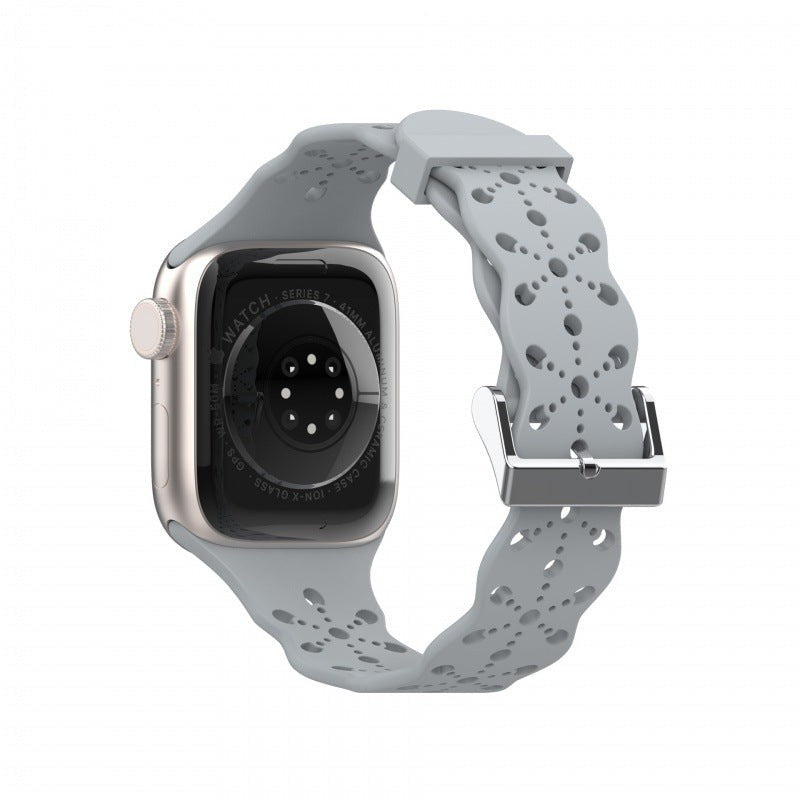 Elyssan Silicone Lace Apple Watch Band – Elegant Waterproof Design