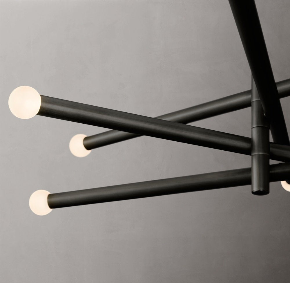 Etched Glass Mobile Linear LED Chandelier