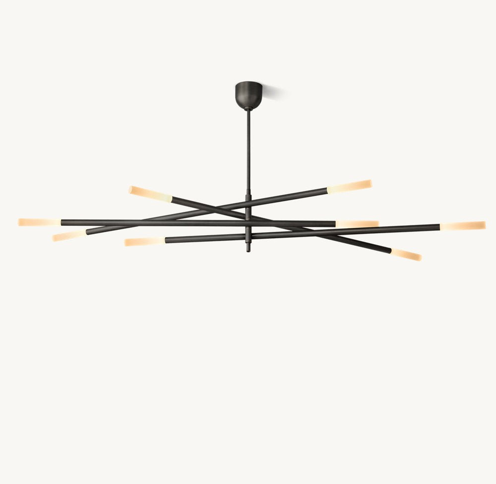 Etched Glass Mobile Linear LED Chandelier