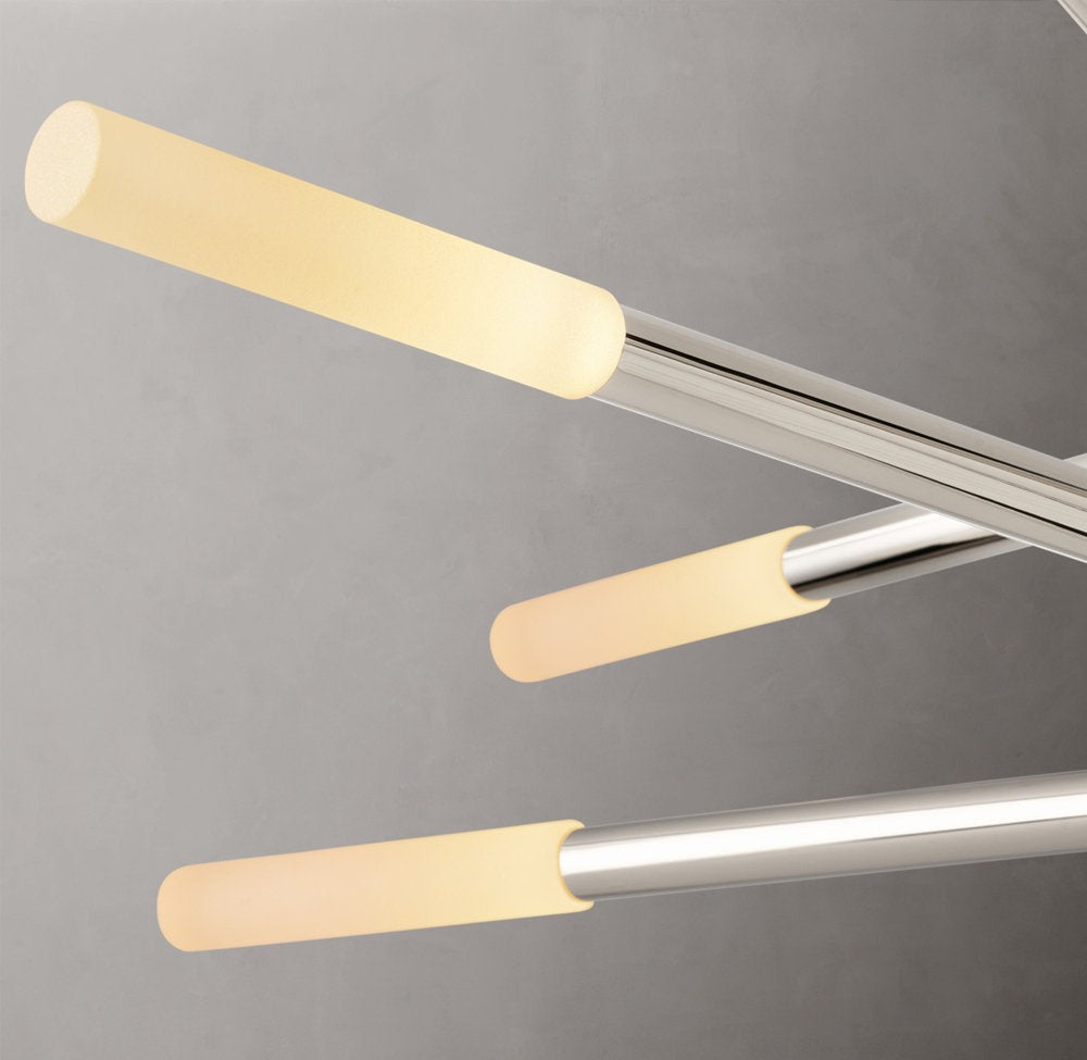 Etched Glass Mobile Linear LED Chandelier