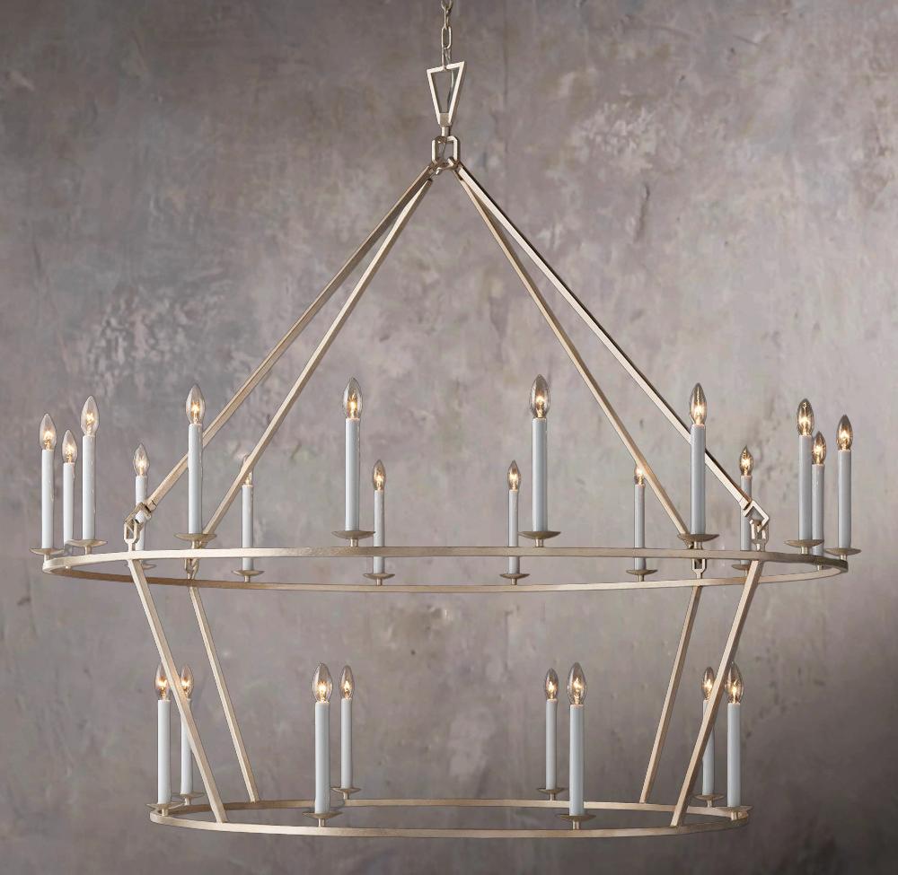 19TH C. BRITISH PIERCED DOUBLE-TIER CIRCULAR CHANDELIER 62"