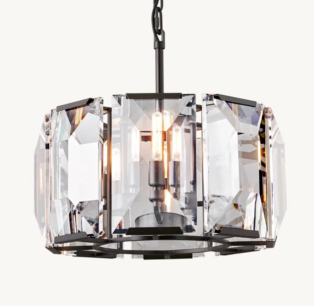 Faceted Crystal Band Round Chandelier