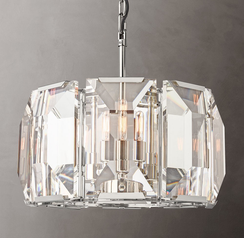 Faceted Crystal Band Round Chandelier