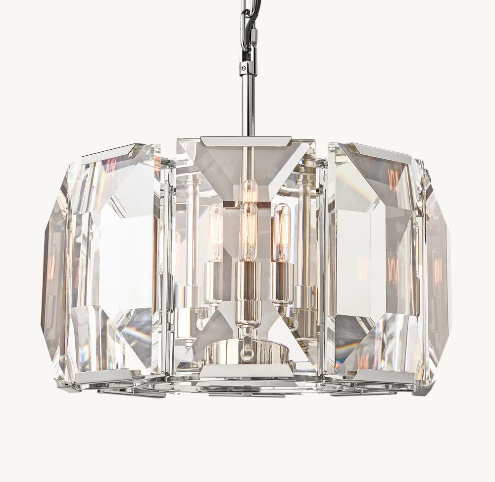 Faceted Crystal Band Round Chandelier