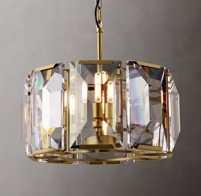 Faceted Crystal Band Round Chandelier
