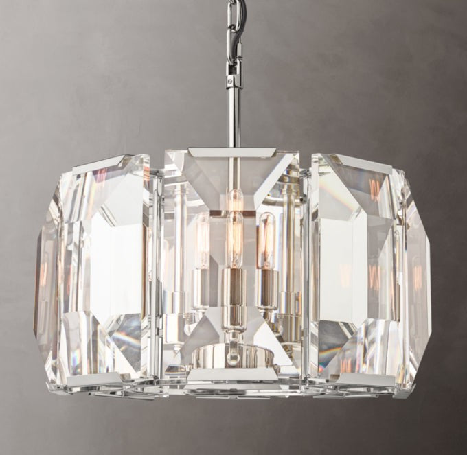 Faceted Crystal Band Round Chandelier