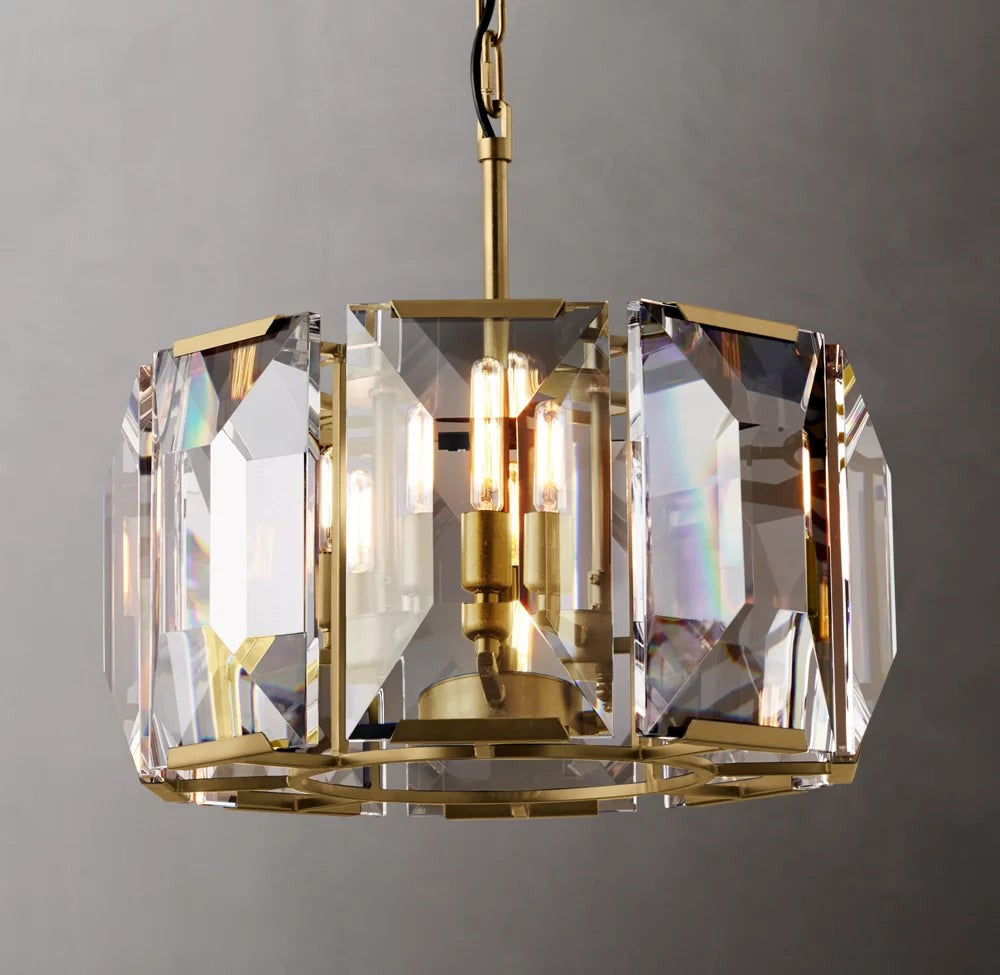 Faceted Crystal Band Round Chandelier