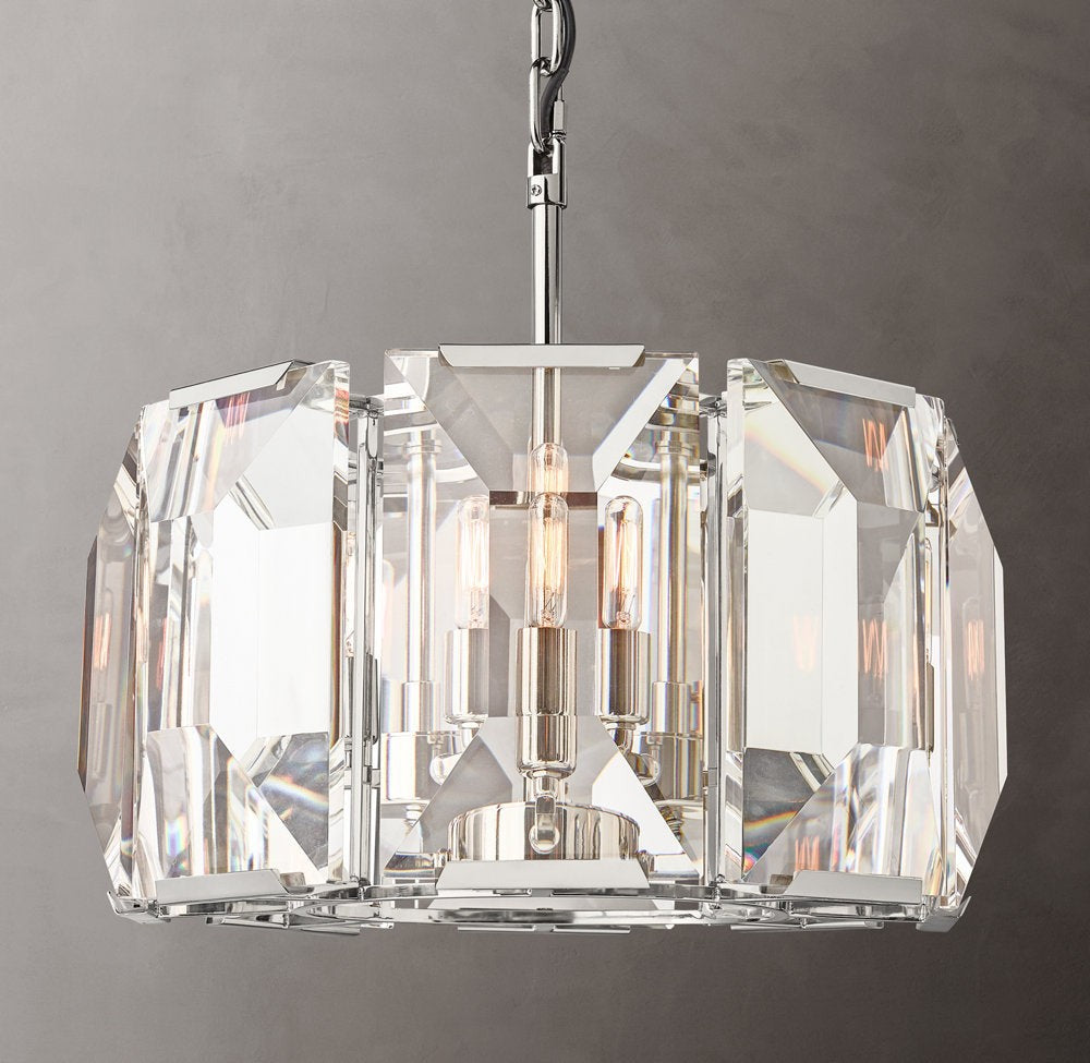 Faceted Crystal Band Round Chandelier