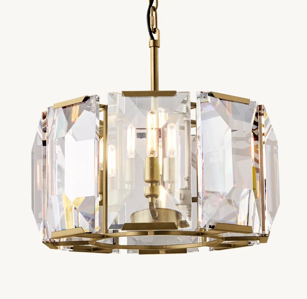 Faceted Crystal Band Round Chandelier