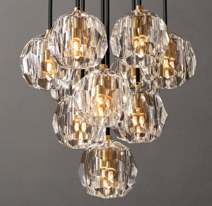 Clear Glass Globe Sphere Pendant Lamp 14" Multi-Light Cluster Chandelier