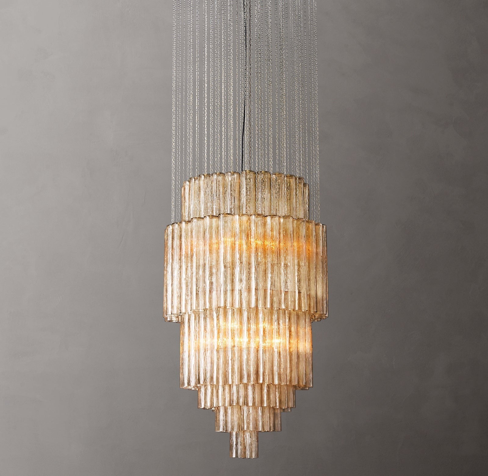 Hand-Blown Glass Cylinder Chandelier